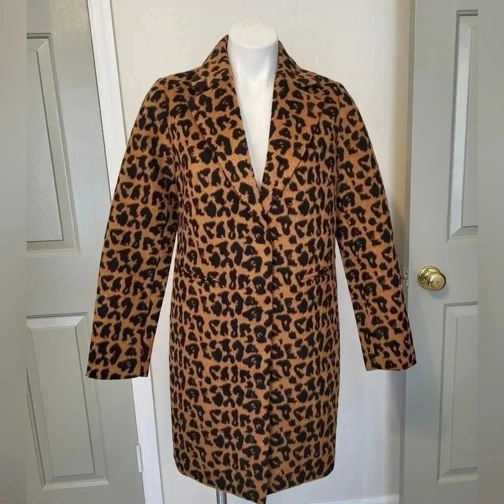Dolce Cabo Animal Leopard Print Midi Lined Lightweight Coat NWT(S)